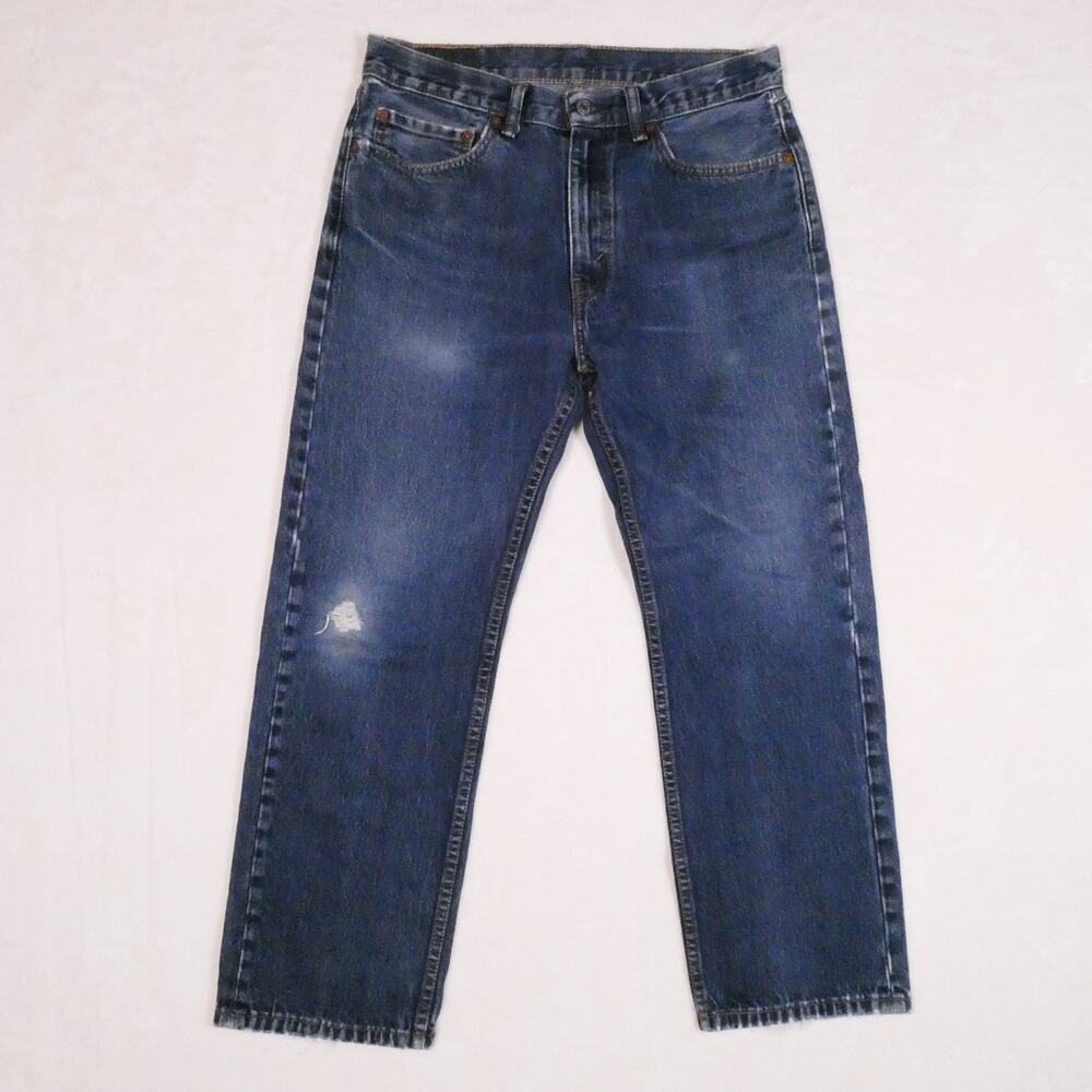 Levi's 505 Jeans Size 34x30 Medium Wash Denim Lightly Distressed Straight Leg